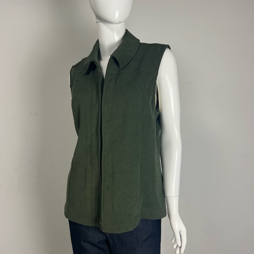 Koret Faux Suede Vest Utility Zip Up Sleeveless Jacket With Cargo Pockets